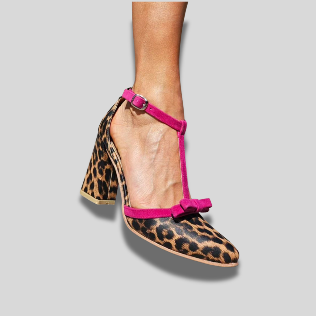 Mary™ – Green Leopard Print Sandals with Colourful Details for Women